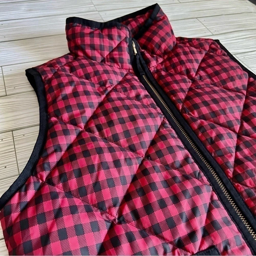 J. CREW Women’s Excursion‎ Gingham Down Puffer Buffalo Vest XS Preppy Lumberjack